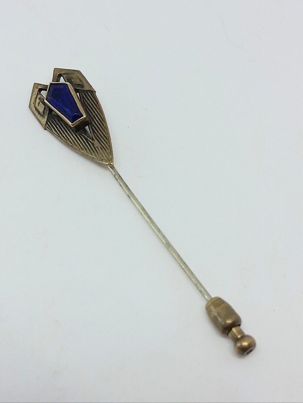 * Vintage Antique Blue Stone Art Deco Unsigned Stick Pin Brooch